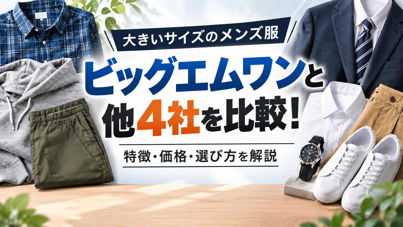 ビッグエムワンと大きいサイズのメンズ服4社を比較！特徴・価格・選び方を解説